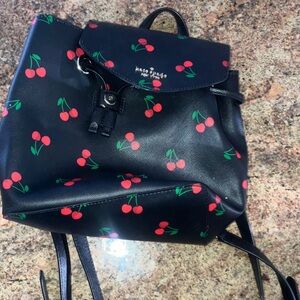 Kate Spade Black Backpack with Cherry Design